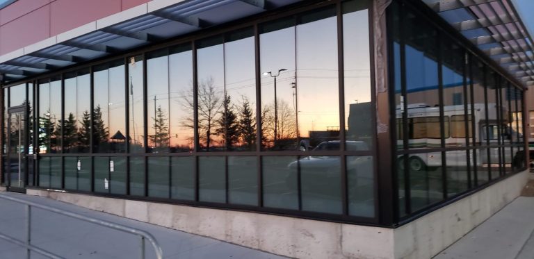 Aluminum curtain wall, windows, glass, doors - St. Catharine's Transit Bus Terminal new building addition